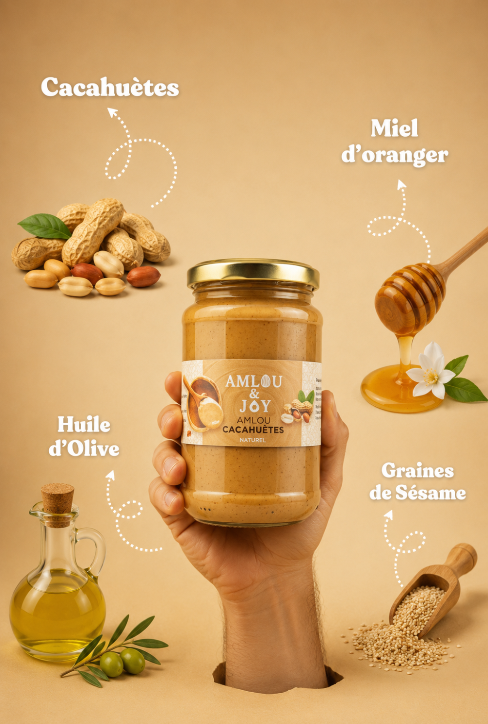 Pâte à tartiner marocaine Amlou Cacahuètes